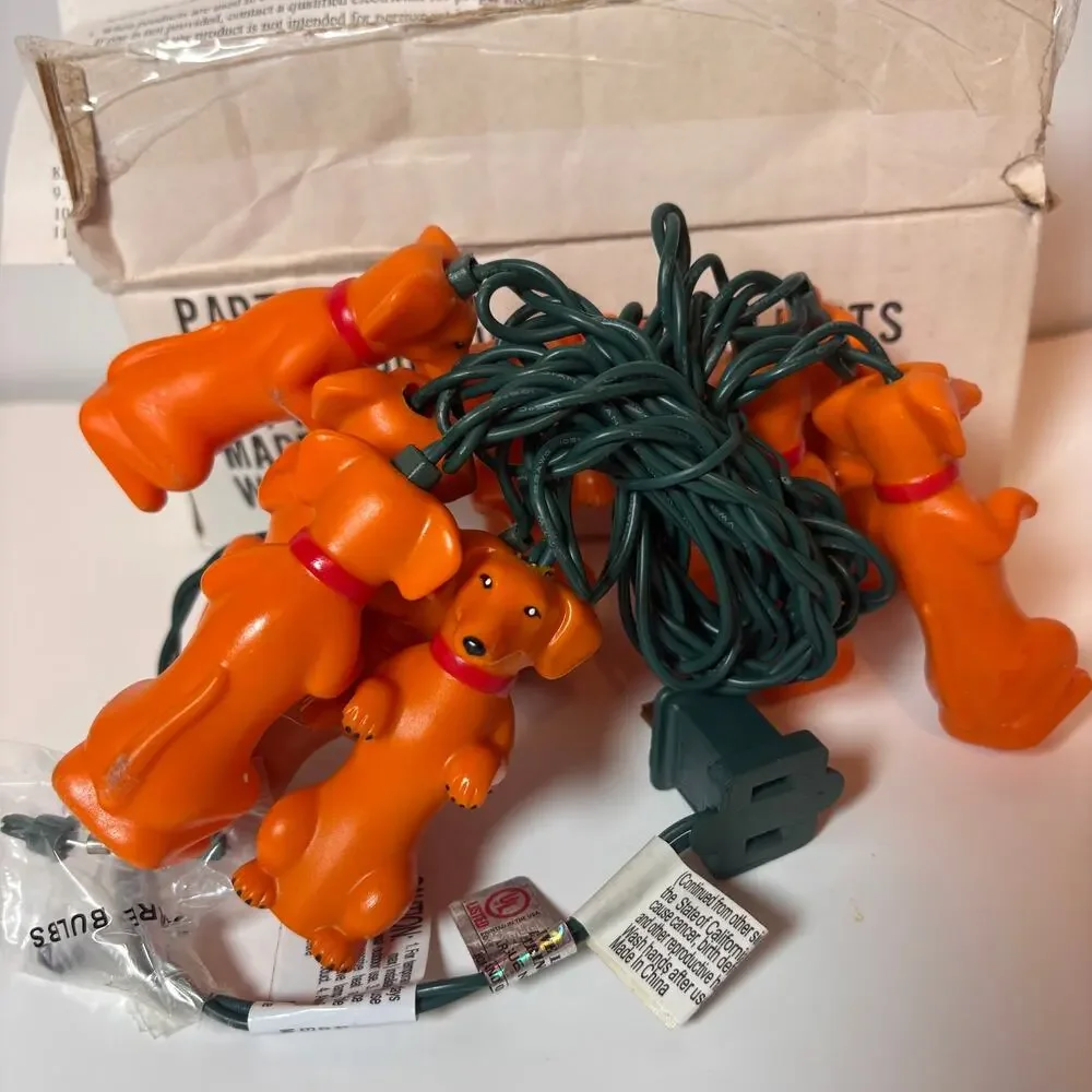 Dachshund string lights VTG dimensional retro RARE pet lover gift Christmas dog